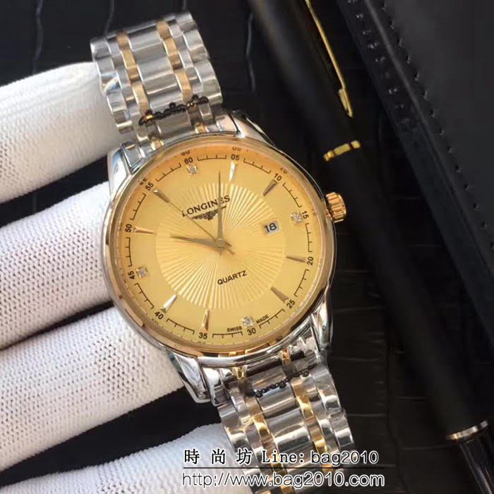 LONGINES浪琴 精鋼表殼 真皮錶帶 休閒商務男士腕表  WSS1571